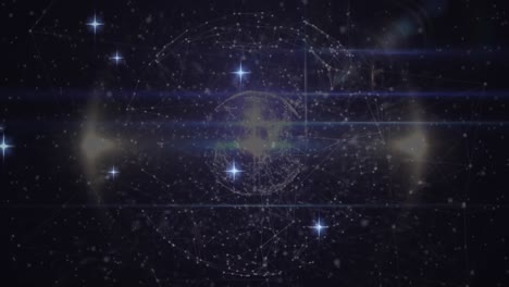 animación de estrellas sobre el globo de conexiones