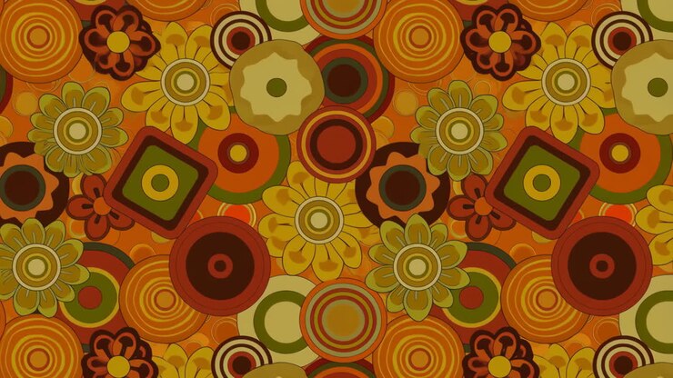Retro Floral and Geometric Psychedelic Pattern