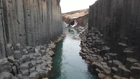 iceland studlagil basalt columns by drone