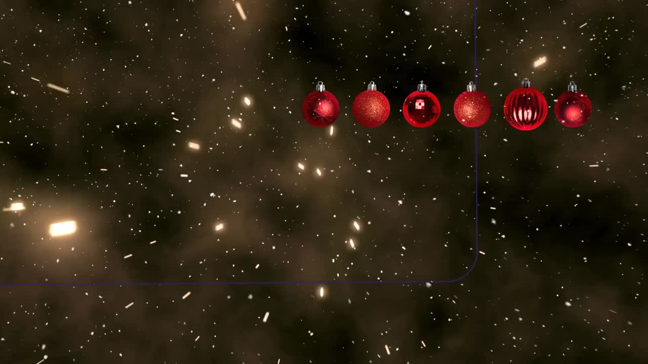 nieve cayendo sobre la joya roja entregando decoraciones contra rastros de luz amarilla sobre fondo negro