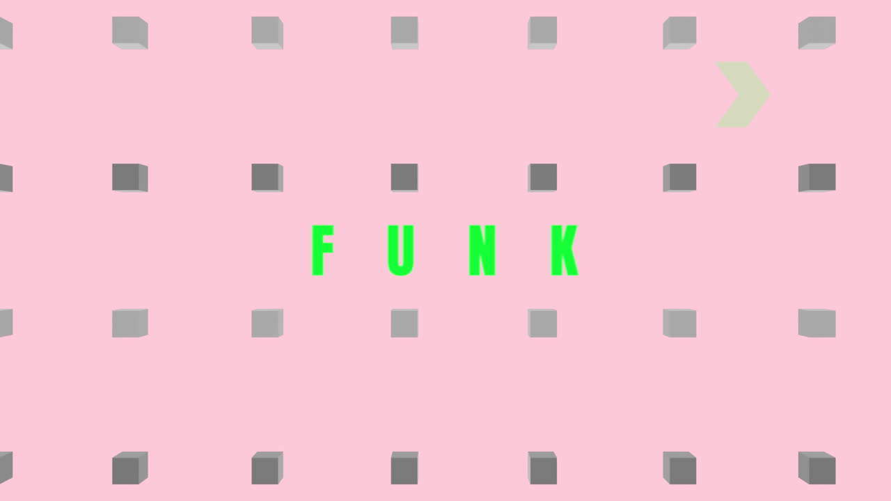 분홍색 배경에 3d 큐브 위의  ⁇ 크 텍스트의 애니메이션