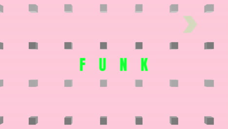 animación de texto funk sobre cubos 3d en fondo rosa