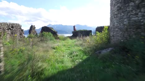 ruined castle with person