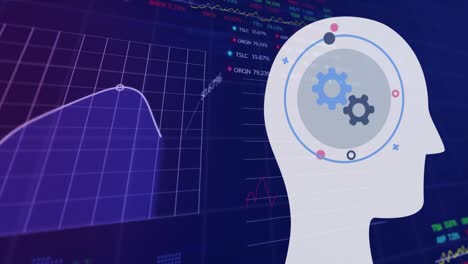 Animation-of-mechanical-gears-in-circles-on-human-representation-over-graphs-and-trading-boards