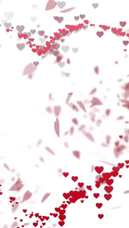 animation of pink hearts moving on white background