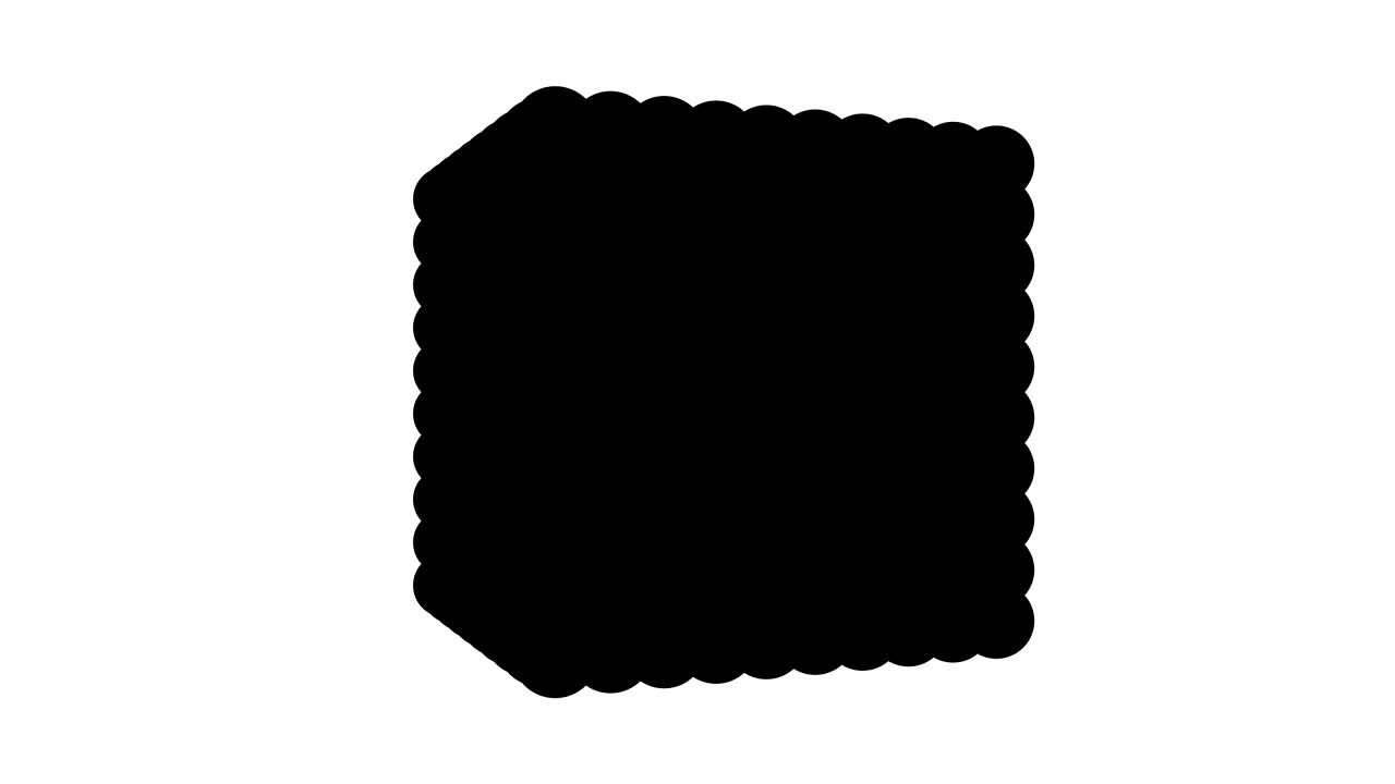 Large black cube rotates on a white background