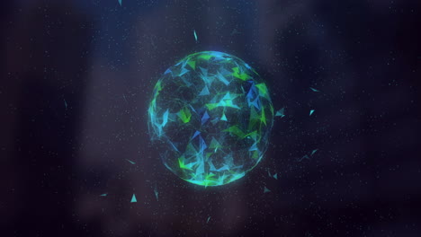 animation of network of connections with shapes over globe