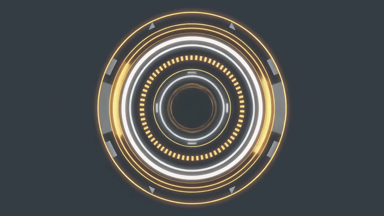 Futuristic Circular HUD Element Animation with Glowing Lines