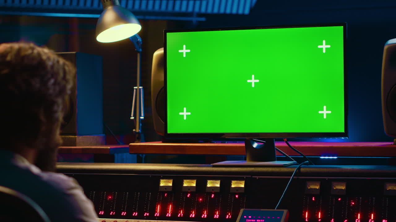 그린스크린 pc에서 온라인 수업을 통해 오디오 트랙을 편집하는 전문가