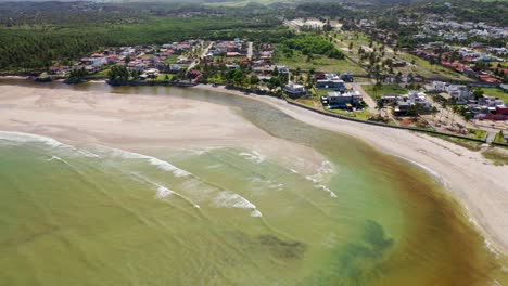 drone view of porto beach street in alagoas, brazil