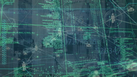animazione dell'elaborazione dei dati su una rete di connessioni