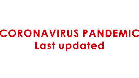 CORONAVIRUS-PANDEMIC-Last-updated-Text-typography-red-color-animation-smooth-on-white-background
