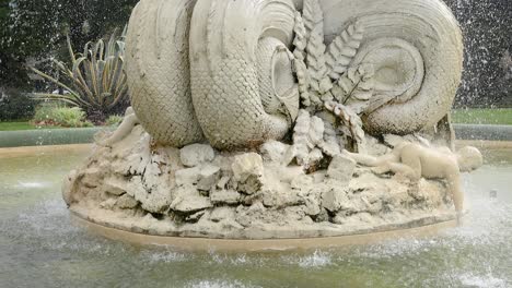 ornate fountain with statues and water features