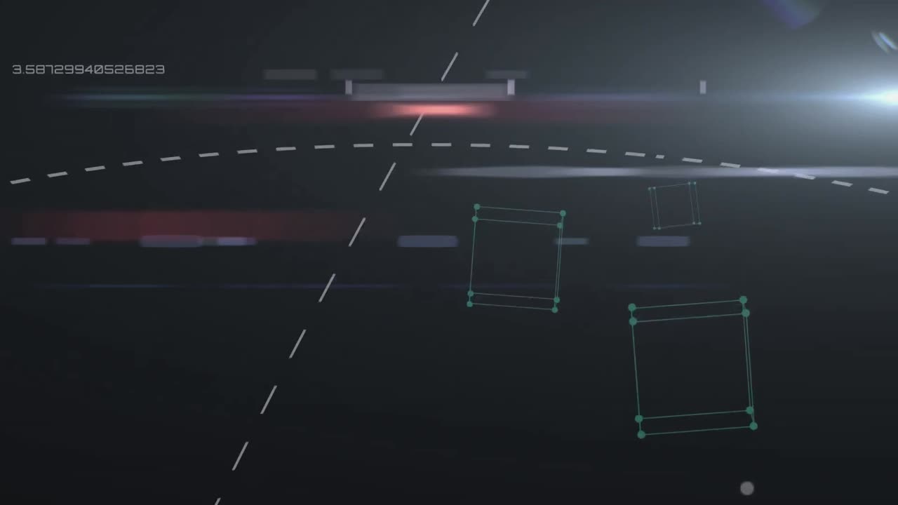 어두운 배경에서 사각형과 선의 애니메이션