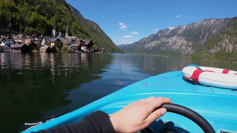 boat trip through hallstatt, austria