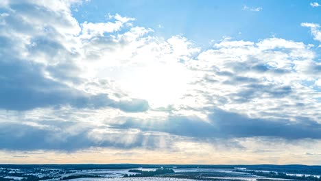 simultaneous movement of clouds of different levels, time intervals, beautiful pre-sunset landscape loop video