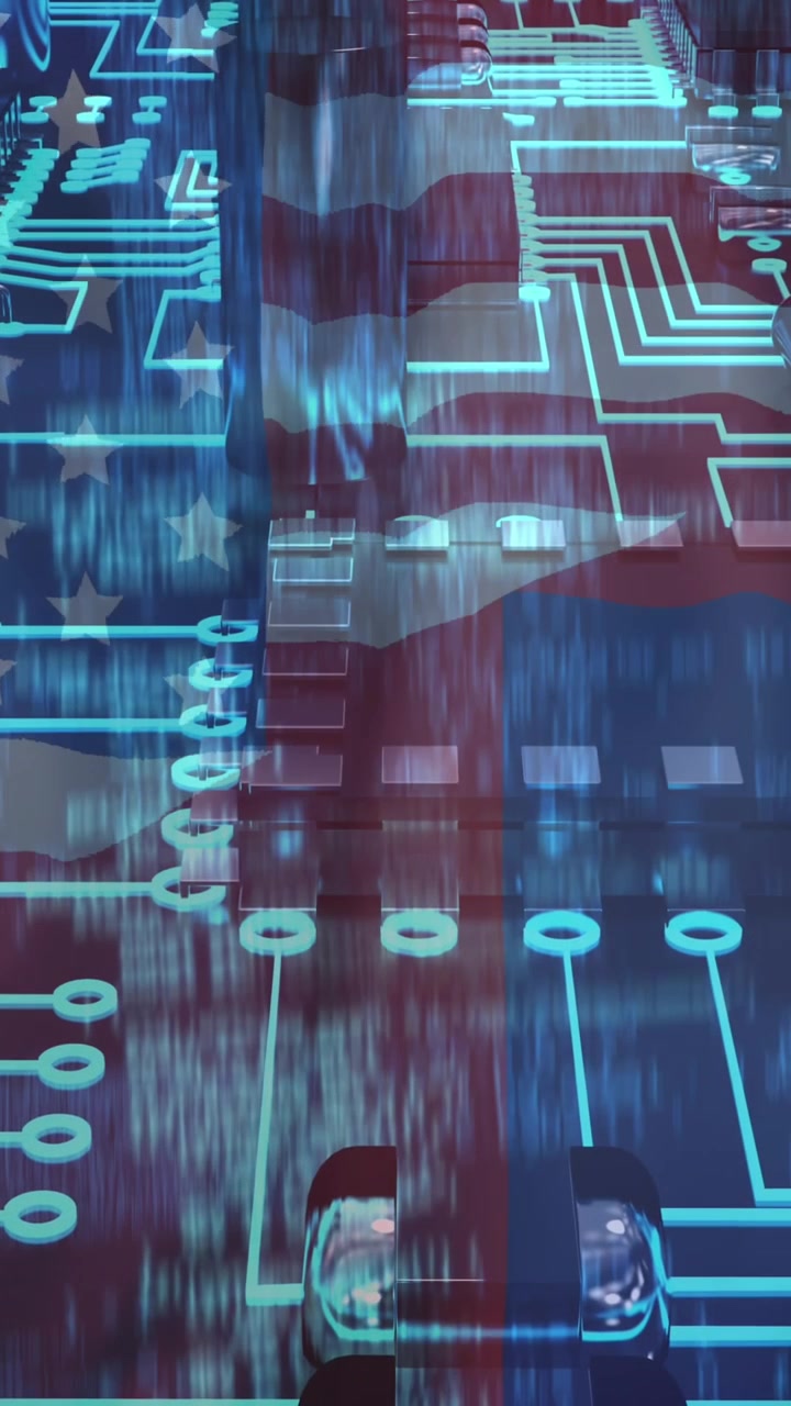 Animation of padlock and data processing over flag of taiwan and united states of america