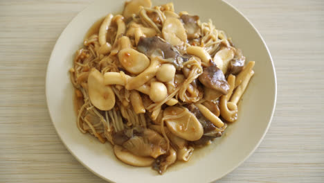 stir fried mixed mushroom with oyster sauce - healthy food style