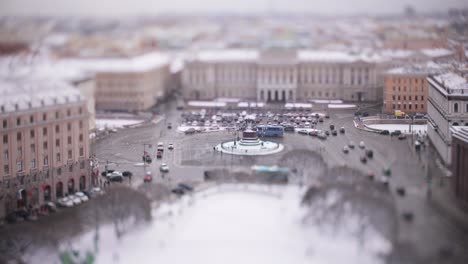 View of St. Petersburg from the colonnade of the Cathedral of St. Isaac. Tilt shift lens shooting with super shallow depth of field.
