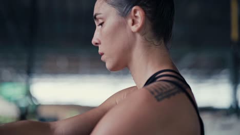 woman stretching after a workout