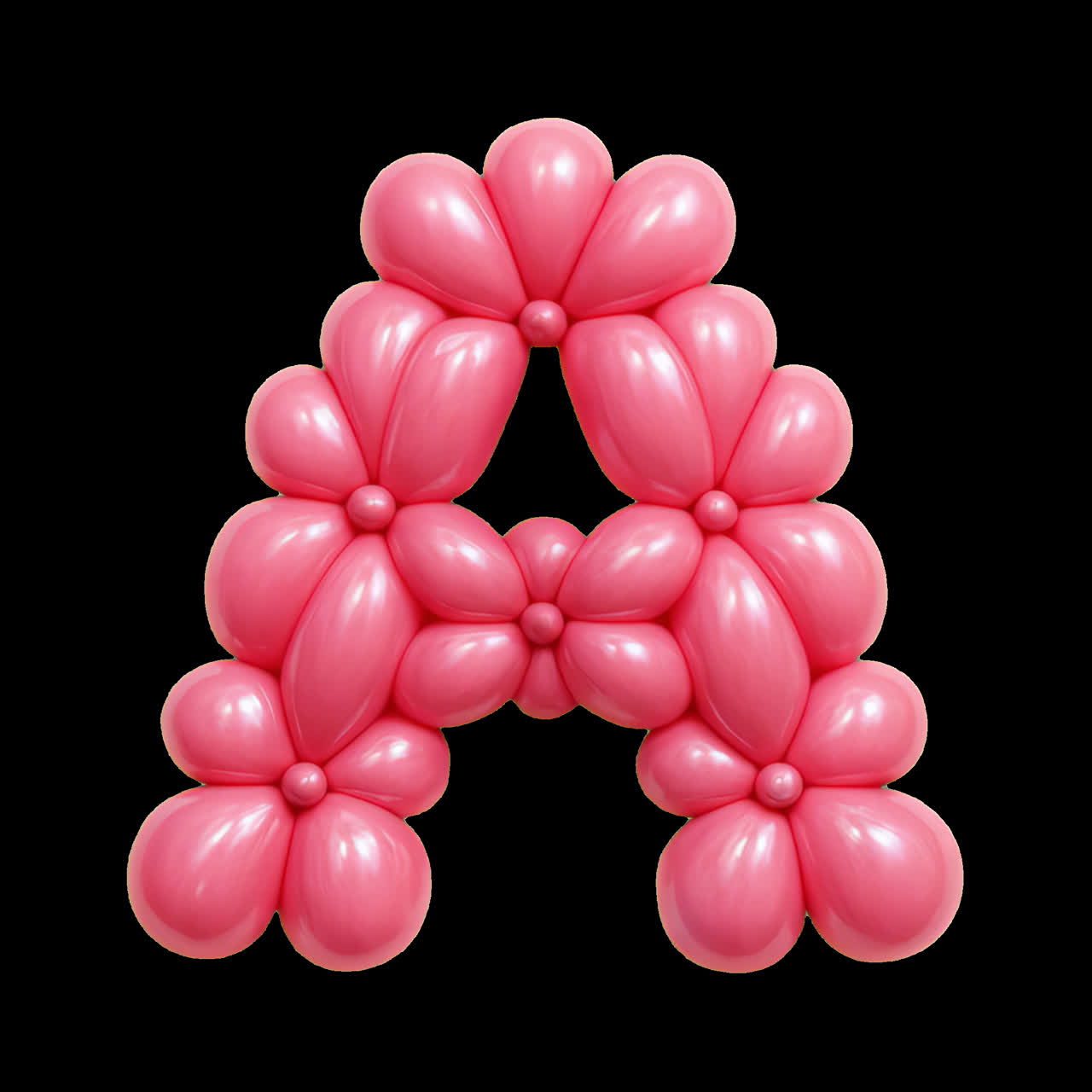 Balloon letter design animation isolated asset, transparent 4K video, alpha channel, ProRes 4444