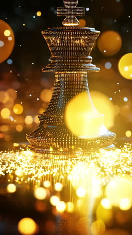 a chess piece is sitting on a dark surface with a lot of light shining on it. the image has a dreamy, surreal quality to it, as if the chess piece is floating in a sea of light