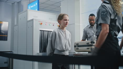 airport security check of a child
