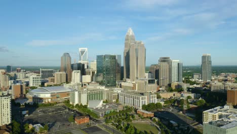 toma aérea de establecimiento del horizonte del centro de charlotte