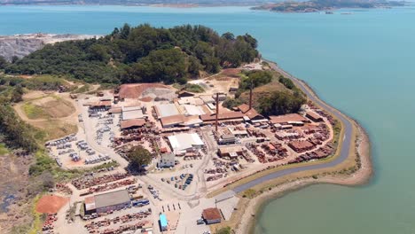 aerial view of a large industrial plant for the production of bricks near the bay of sao franscisco