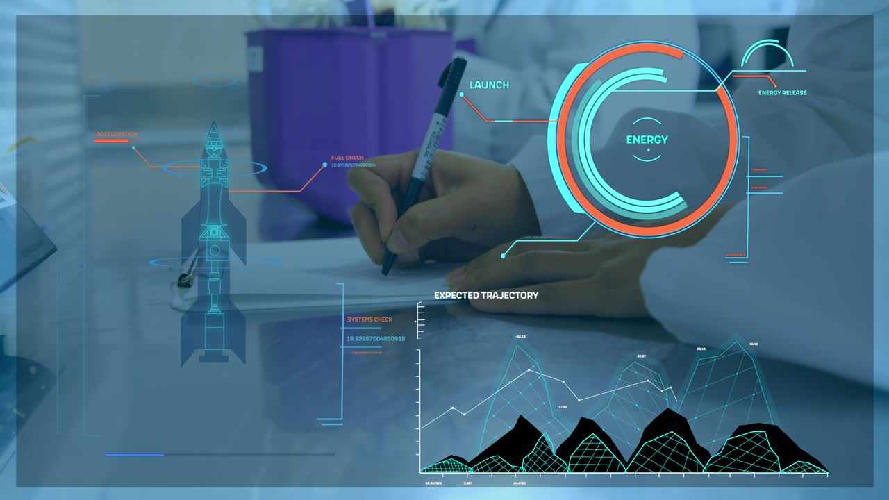 Animation of data processing over doctor writing
