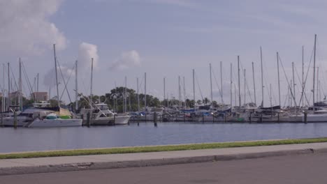boats and yachts in st. petersburg, florida marina with video panning right to left