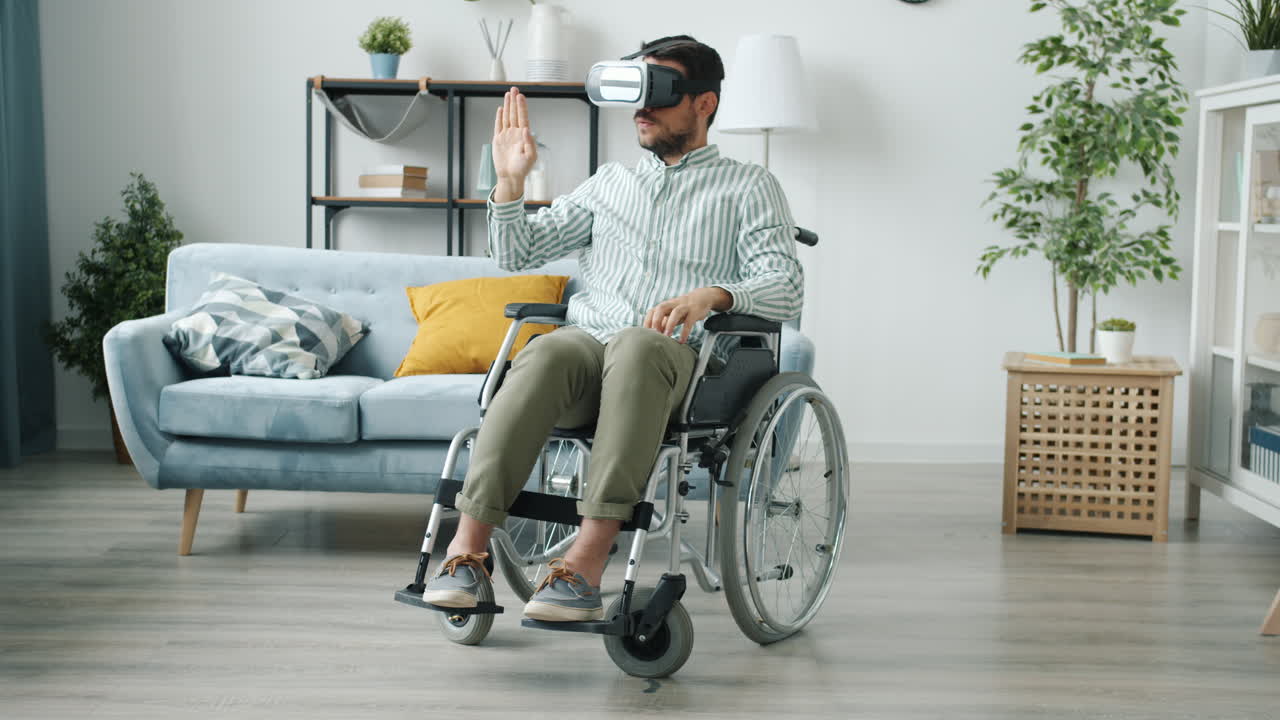 Man in Wheelchair Experiencing Virtual Reality