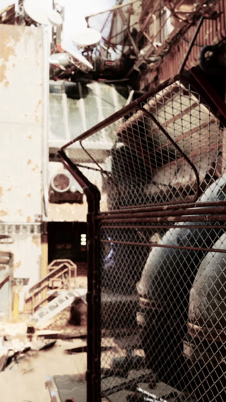 valla metálica oxidada en el entorno industrial