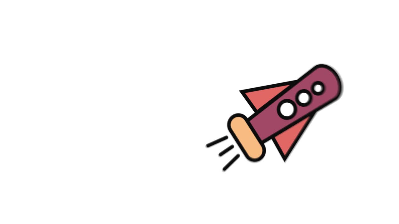 Rocket Line Icon Animation with Alpha