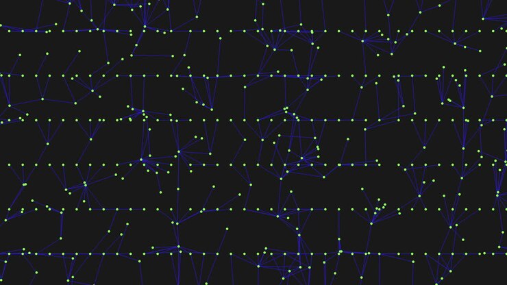 Connected dots create fascinating grid pattern on black background