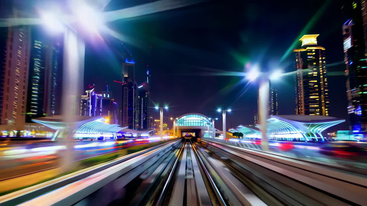 Dubai Metro at Night