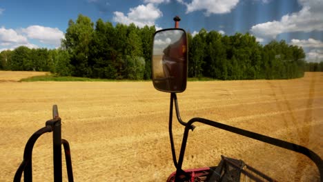 combine harvester in action