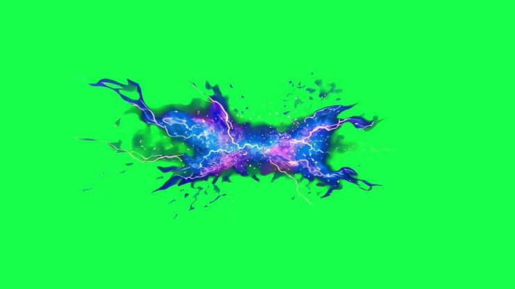 Animazione vibrante di scarica di energia elettrica, video 4K trasparente, schermo verde