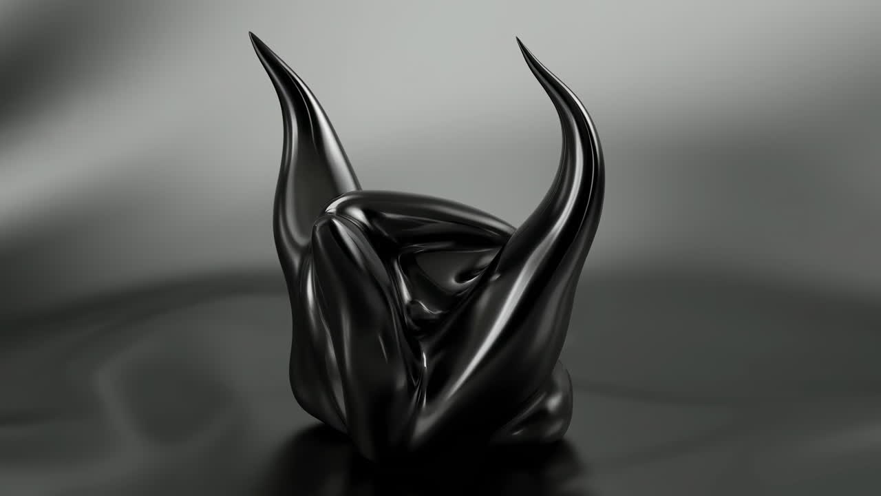 Abstract Black Liquid Form Growing Horn-like Shapes