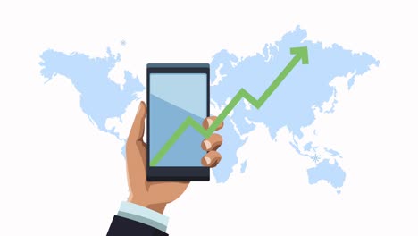 tecnología de dispositivo de teléfono inteligente con animación de flecha
