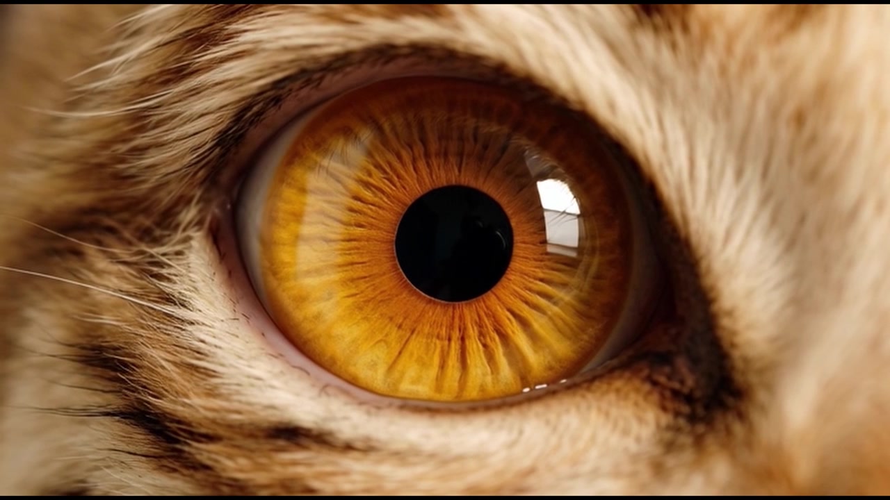 Extreme Close-up of a Cat Eye with Dilating Pupil