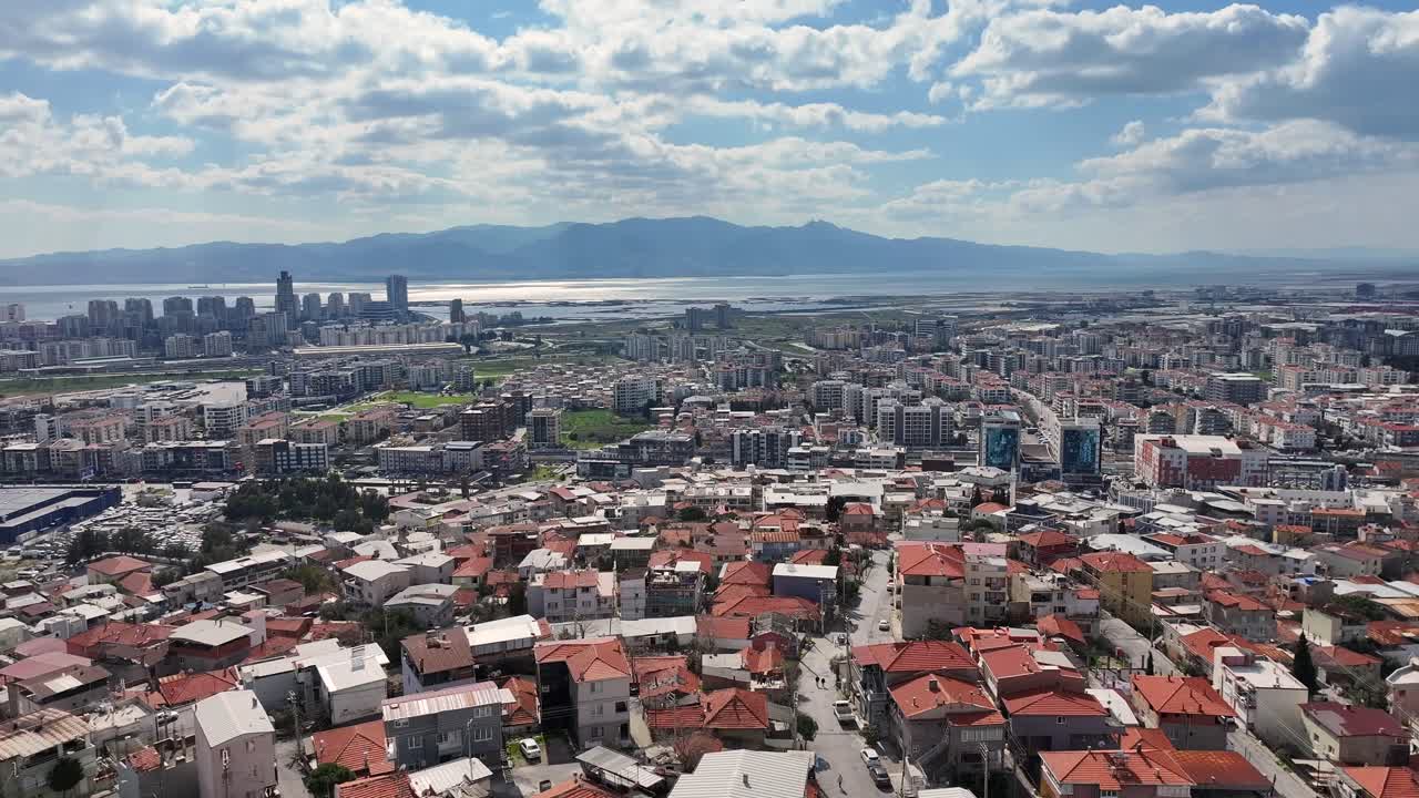 Drone shooting of ghetto houses and slums in the suburbs of Izmir