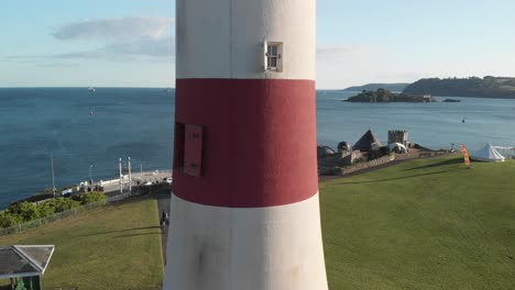 plymouth - smeaton`s lighhouse tower - aerial filming 1