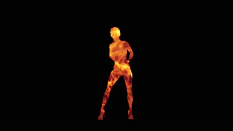 a modern youth dance performed by a graceful and sexy female silhouette, in the backdrop of fire.