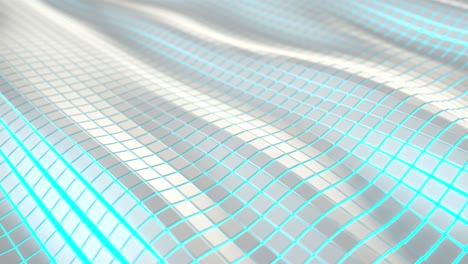 wavy surface made of white cubes with glowing background