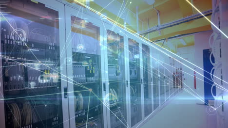 animation of network of connections and diverse data over computer servers