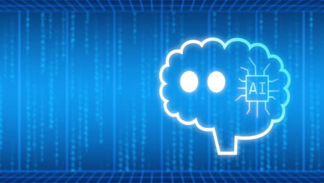 animation of ai bot conversation and binary coding on speech bubbles on world map on blue background