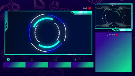 animación de la interfaz digital que muestra dos ámbitos circulares escaneando en dos pantallas de chat en vivo