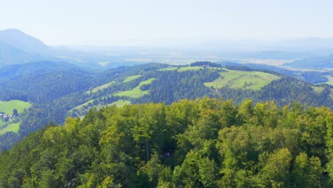 Drone-panoramic-shot-of-landscape-of-nature-in-Carpathians,-Ukraine