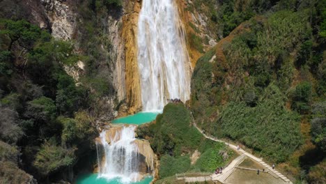 Mexican-El-Chiflon-Waterfall-in-Chiapas,-4K-aerial-reveal
